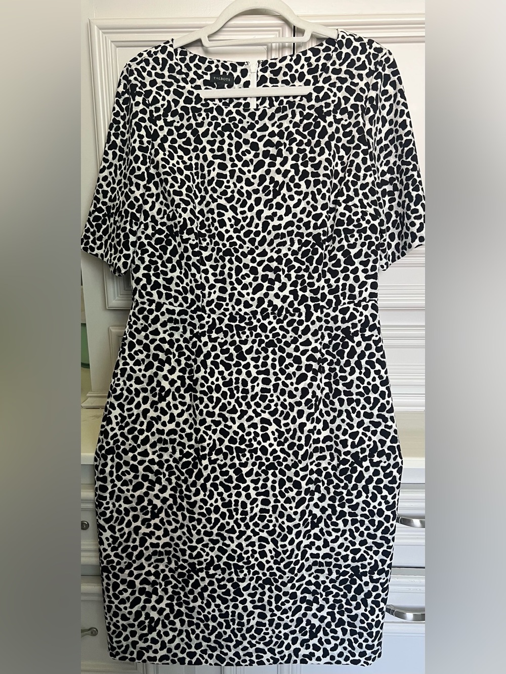 Talbots Black and White Leopard Print Midi Dress